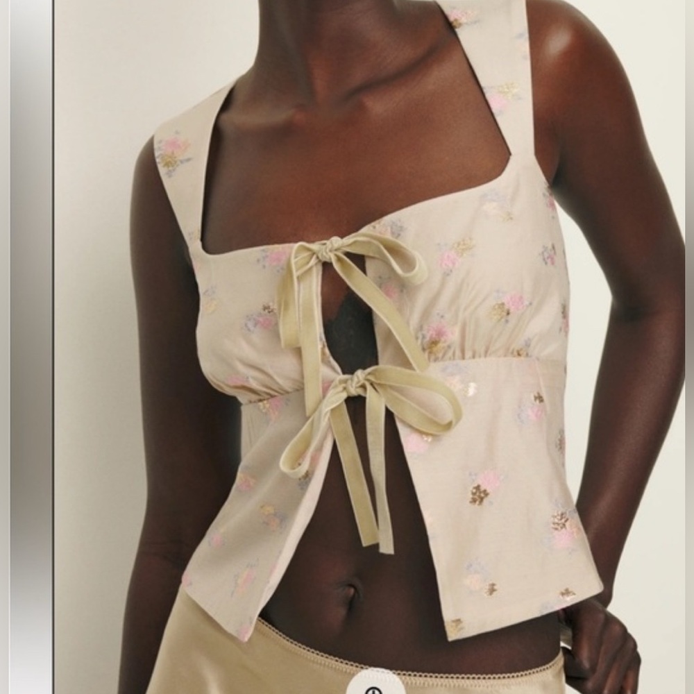 Reformation Floral Beige Blouse